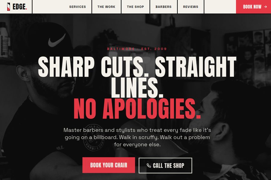 Edge Barber and Salon website built by STR8LINE Marketing