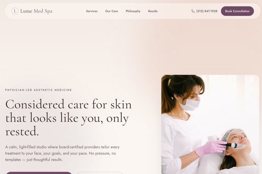 Lume Med Spa website built by STR8LINE Marketing
