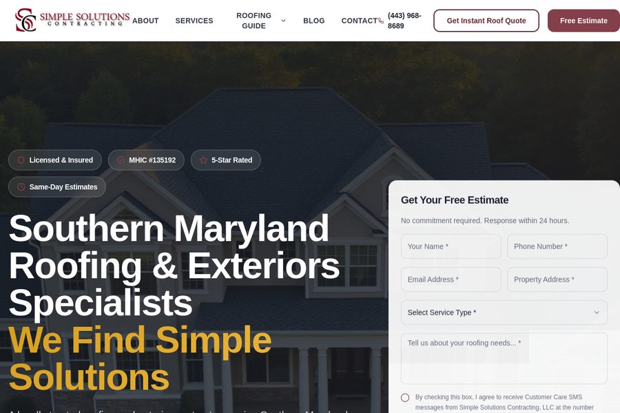 Simple Solutions Contracting website built by STR8LINE Marketing